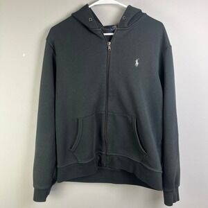 Polo Ralph Lauren Full Zip Hoodie Mens Large Black Pony Logo Sweatshirt